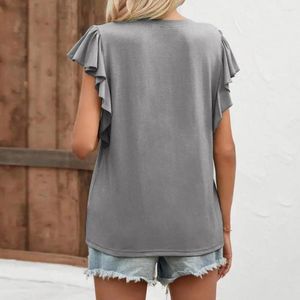 Women's Blouses Women Top V-neck Summer T-shirt For Soft Stretchy Pullover Tops With Buttons Loose Fit Streetwear Solid Colors Comfortable