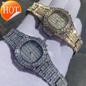 Orologi meccanici Hip Hop Bling da uomo di marca di lusso personalizzati all'ingrosso con diamante Moissanite