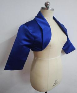 Mulheres de cetim vestido de casamento jaqueta azul real mangas compridas nupcial bolero jaquetas outono inverno estilo encolher xale3998018