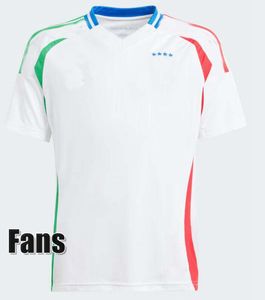 Jogador de fãs da Italia 2024 Bonucci Soccer Jerse Jorghonho Insigne Verratti Homem Camisas de Futebol Crianças Chiesa Barella Chiellini Pellegrini Ital 4533