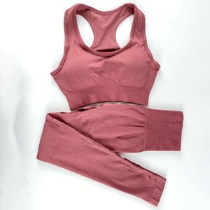 Active Sets Yoga Clothing Female Sports Vest Leggings Set Sportswear Gym Fitness Training Suits Workout Clothes Matching For Women