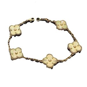 Designer Link Chain Armband Four-Leaf Cleef Clover Womens Fashion Gold Armelets smycken U6 1332V