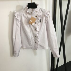 Camisa feminina de luxo designer letras botão lótus manga longa design clássico roupas moda feminina camisa