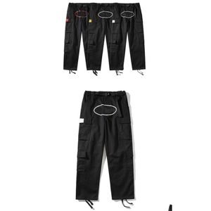 Mens Pants Designers Cargo Harajuku Casual Loose Straight Wide Leg Trouser Streetwear Y2K Pant Retro Street Trend Overalls Drop Delive Ott2X