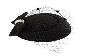 Cappello Fascinator grandi ragazze Inverno Velo ricamato Feltro di cotone Cappellino portapillole Formale Cocktail Party Cappelli da sposa Abito Fedora A013582600307