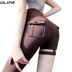 Lu Align Lemon Yoga Sexy Butt Sports Trousers Pants High midje Peach Lift Hip med fickor Slim Fiess Tights Elastic ActiveWear Jogger Gym