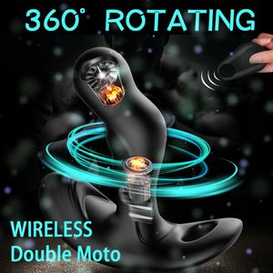 360 ° Rotação Vibratória Masculino Massagem de Próstata Anal Plug ButtPlug GSpot Estimular Controle Remoto Sem Fio Brinquedos Sexuais Para Homem Gay 240312