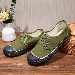 Exército agrícola verde sapatos casuais solas de borracha resistente ao desgaste ao ar livre canteiro de obras agrícolas sapatos O4oI #