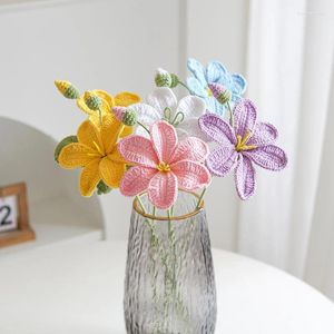 Decorative Flowers 1Pc Finished Crocheted Hand-knitted Oil Tung Flower Simulated Fake For Home Wedding Party Decor Desktop Ornaments