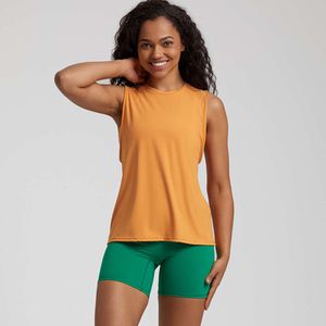Lu Align Lemon Vest Shirt Summer Yoga ärmlösa Gym Sports Tops Women's Round Neck Fiess Crop Top Loose Breattable Casual T-shirt SporteWe