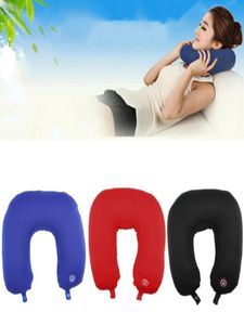 U -formad nackkudde Rest Neck Massage Airplane Car Travel Pillow Bedding MicroBead Battery Operated Vibration9148360