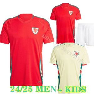 Wales Soccer Jerseys Bale Wilson Allen Ramsey 2024 2025 Vokes Home Football Shirt Kort ärm Vuxna uniformer Jersey Men Kids