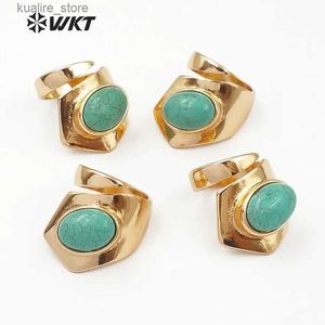 Cluster Rings WT-R308 Special Design Natural Oval Shape Green Stone Rings Tension Mount Adjustable Band Rings People Attend Party Wedding Ring L240315