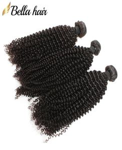 KinkyCurly бразильские пучки человеческих волос из девственницы, плетение наращивания, 3 шт. слот, натуральный цвет, маленькие вьющиеся волосы, Weft Bellahair8602952