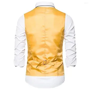 Men's Vests Men Suit Vest Elegant Formal Business V-neck Waistcoat With Bow Tie Slim Fit Stage Show Double Breasted