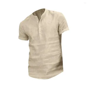 Camisas masculinas de cor sólida camisa jovem elegante gola de botão para uso casual de negócios mangas curtas