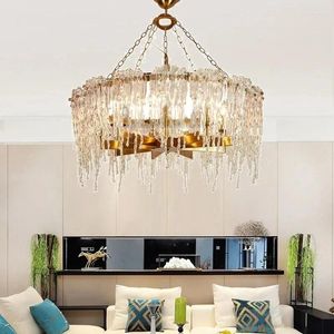 Hängslampor postmodern villa vardagsrum ljuskrona is -serien minimalistisk konst kristall matrum led