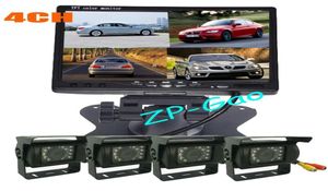 4x 18LED IR CCD Reversing Backup Camera 7quot LCD 4CH Video input Quad Split Monitor Car Rear View Kit1901851