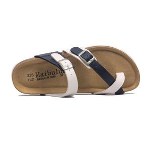 Sandaler Flat Bottom Cork Sidlippers för män och kvinnor par i stor storlek utomhus strand sommarfärg matchande par skon täcker tår j240315