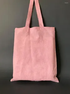 Shopping Bags Pink Canvas Customize Tote Reusable Cotton Women Storage Bag Beach Handbags