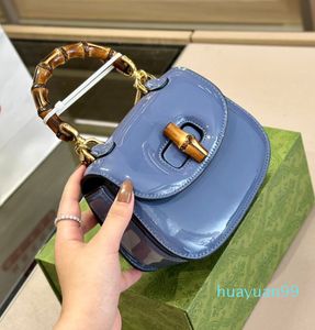 Designers Bamboo Handle Mini Tote Shoulder Bag top Quality Women Patent Leather Chain Handbags Fashion Solid Color Lady Crossbody