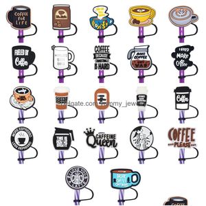 Drinking Sts Women Coffee Drink Sile St Toppers Accessories Er Charms Reusable Splash Proof Dust Plug Decorative 8Mm/10Mm Party Drop D Otk1R