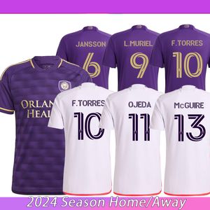 2024 MLS Orlando City SC Fußballtrikots Man Major League 24 25 Primary Home Purple The Wall Away White Legacy F.TORRES L.MURIEL OJEDA JANSSON Fußballuniform