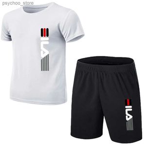 Herrspårar sommarmens korta ärm shorts kostym mode casual sport kostym personlighet gata snabb torr män sport kostym q240314