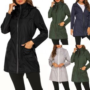 Cappotto da donna Impermeabile Abbigliamento firmato Giacca da yoga Impermeabile ad asciugatura rapida Cappotto con cerniera a manica lunga Trench da donna