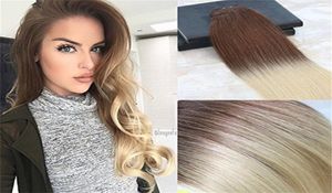 Balayage Ombre Human Hair Extensons Kolor 4 chololaty brązowe zanikanie do 613 Bleach Blonde Double Weft Real Hair8399193