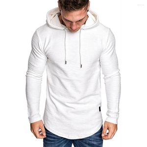 Herr hoodies mode fitness muskel huva smal passar lång ärm t-shirt casual gym sport tröjor tee topps män tröjor
