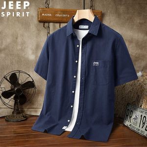 2023 Spring/Summer New Work Shirt Mens Short Sleeve Loose Mens Shirt Solid Color Large Summer Mens Casual