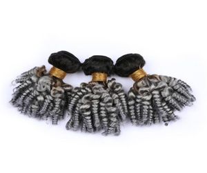 Silbergraues Ombre-Jungfrau-Brasilianisches Echthaar, Aunty Funmi Bundles Deals 3 Stück 1BGrey Dark Root Ombre Human Hair Weaves Curly Exte7366795
