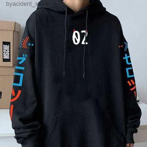 Herrtröjor tröjor 2023 anime älskling i franxx hoodie noll två 02 tröjor mysiga toppar tröjor sudadera felpa moletom överdimensionerade pullover un l240315