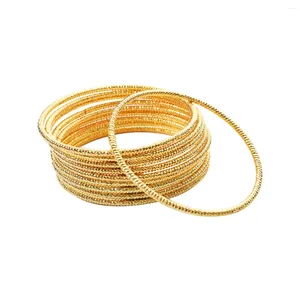 Bangle Dvacaman Vintage Punk Gold Color Metal Round Bangles For Women 10pcs Texture Bracelet Set Jewelry Party