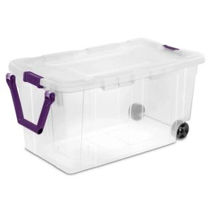 Drawers Sterilite 160 Qt. Wheeled Storage Box Plastic, Sweet Plum, Set of 2