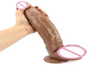 Ogromne uczucie skóry realistyczne dildo z silną kubkiem ssącym grube duże zabawki seksualne penisa dla kobiety żeńska masturbacja produkt M2599624