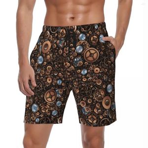 Pantaloncini da uomo Costumi da bagno Steampunk Gear Board Pantaloni corti da spiaggia casual stile vintage estivo Abbigliamento sportivo Costume da bagno ad asciugatura rapida