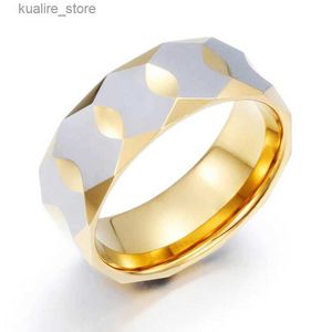 Cluster Ringe 9mm Luxus Gold Farbe Wolfram Stahl Ehering Ring Männer Frauen Mode Trend Geometrische Raute Paar Ringe schmuck L240315