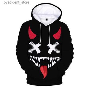 Men's Hoodies Sweatshirts New Devil Smiling Face 3D Hoodie Sweatshirts Men Women Winter Casual Streetwear Oversized Hoodies Funny Print Pullover L240315