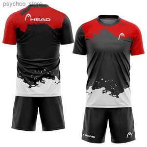 Męskie dresy 2024 męskie letnie oddychanie tenisowe sportowe sport sportowy garnitur treningowy luźne t-shirt z krótkim rękawem Q240314