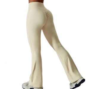 Women Yoga Bellbottoms Tight Scrunch Butt Lifting Dance High Waist Tights Sport Pants Gym Running Breathable Fitness Leggings 240307