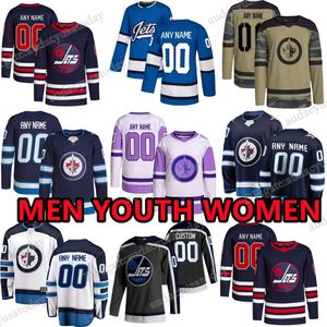 Camisas De Hóquei Personalizadas Winnipeg''Jets''Mens 37 Connor Hellebuyck 55 Mark Scheifele 80 Pierre-Luc Dubois 26 Blake Wheeler 22 Mason Appleton 36 Morgan Barron Capobianco