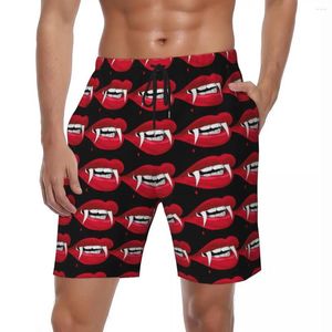 Herren-Shorts, Fangs And Lips, Fitnessstudio, Sommer, Halloween, Bite Me, Hawaii, Strand, Mann, Sport, Fitness, schnell trocknendes Design, Badehose