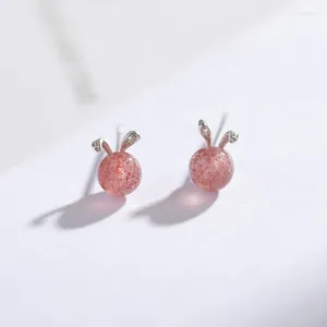 Stud Earrings Small Strawberry Crystal Cartoon Earring Sister Gift