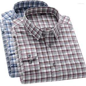 Camicie casual da uomo S-5XL Flanella a maniche lunghe in puro cotone Tasca singola Plaid Spessa Morbida e accogliente Camicetta spazzolata Abbigliamento uomo