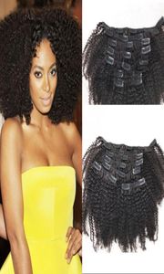 Clip per capelli umani Remy nelle estensioni per afroamericano 4a Clip per capelli ricci afro crespi mongoli Ins 824 pollici FDSHINE3130379