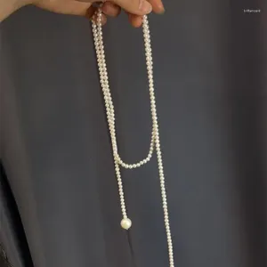 ペンダント高品質の長い120cm女性の女性の自然な白い真珠ネックレスセーターウェディングギフトを着る多くの方法