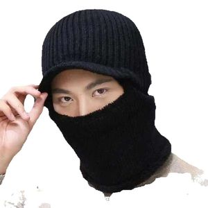 Three Warm Headgear Hole Mask Black Fashion Single Ed Hat Men's Sports Head Protection Exposed Mouth and Eyes F33M 5LWES