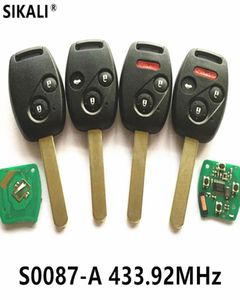 Chave remota para s0087a 433mhz, para honda accord element crv hrv fit city jazz odyssey shuttle civic carro controle sem chave fobik2522762